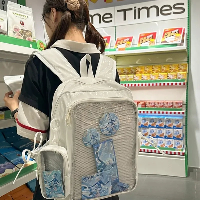 Large Capacity PU Students DIY Anime Badge Ulzzang Ita Bags Y2K Aesthetic Women Backpacks Individuality Mochilas Para Mujer y260615 - view 5
