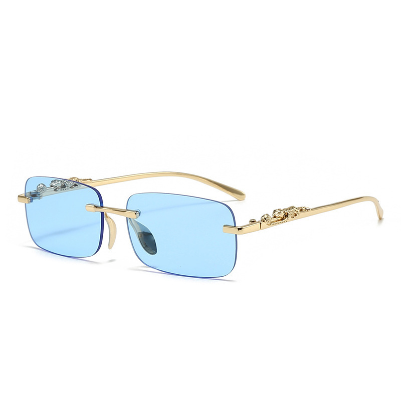 Designer Luxury Metal Frameless Glasses Personality Cheetah Decorative Cut Edge Sunglasses Colorful Lenses Vintage Sunglasses Photochromic Sunglasses - view 5