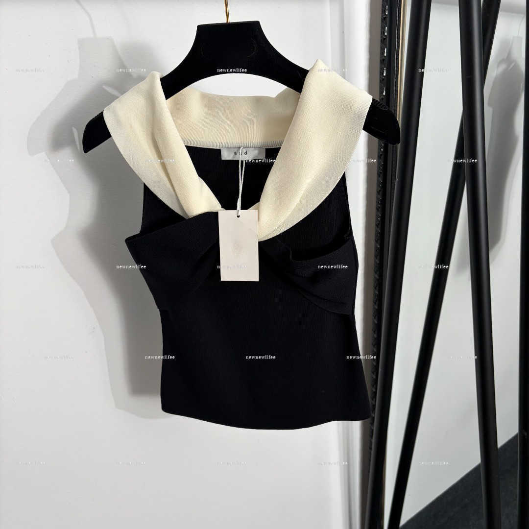 Luxury V-neck tube top summer lady singlet women designer clothes logo color blocked twisted knit vest A1292X14N285