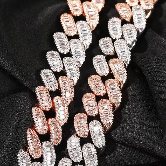 CHENG JEWELER Wholesales PUNK MEN Jewelry 925silver Material square Moissanite Inlay 14mm Ice Cut Cuban Link Chain Vvs White Gold Bracelet