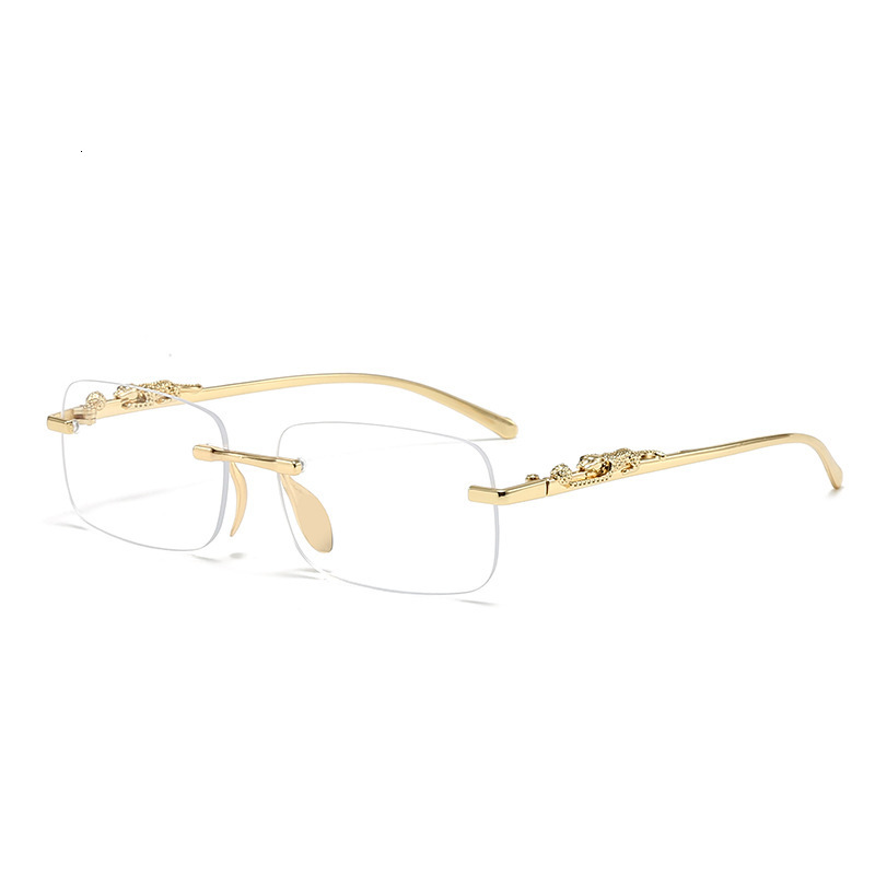 Designer Luxury Metal Frameless Glasses Personality Cheetah Decorative Cut Edge Sunglasses Colorful Lenses Vintage Sunglasses Photochromic Sunglasses - view 3
