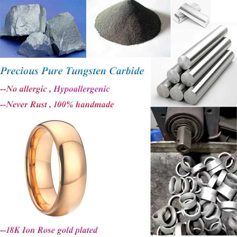 Tungsten Carbide Rings Wedding Bands for Men and Women Couples Golden Fashion Jewelry Hand Finger Mens Ring Marriage 8/6/4MM 260605 - view 6