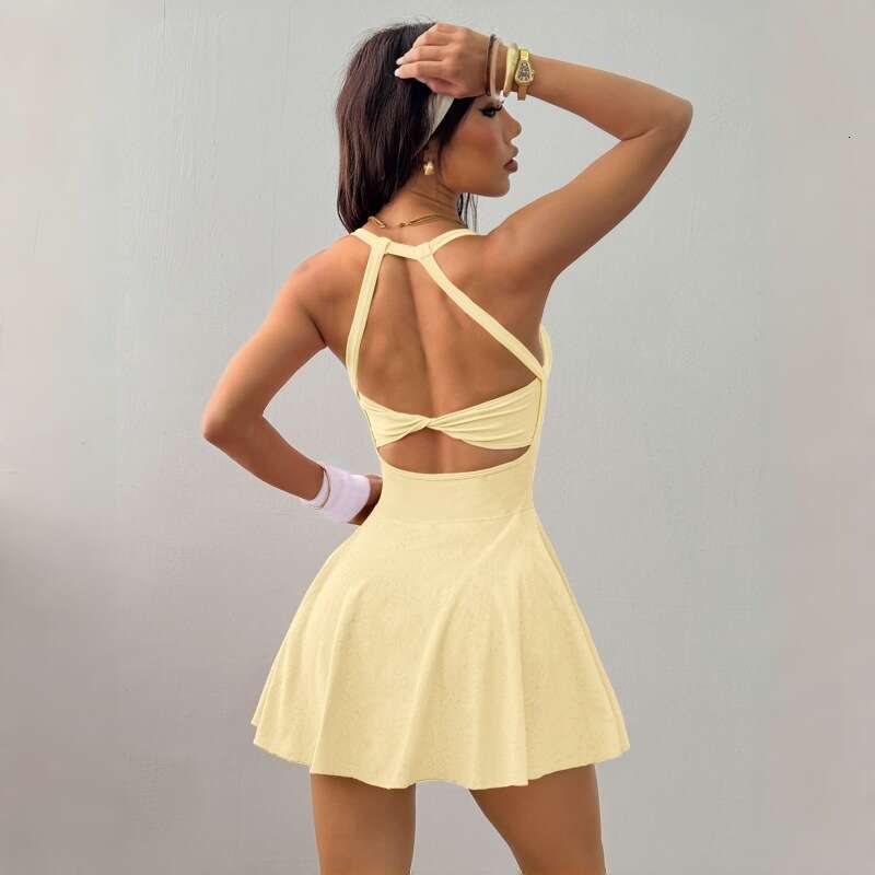 Yoga dress Yoga Sports Barely There Pocket Anti-Exposure Quick-Dry Breathable Running Fitness Tennis Dress Comfortable Yoga Clothes - view 3