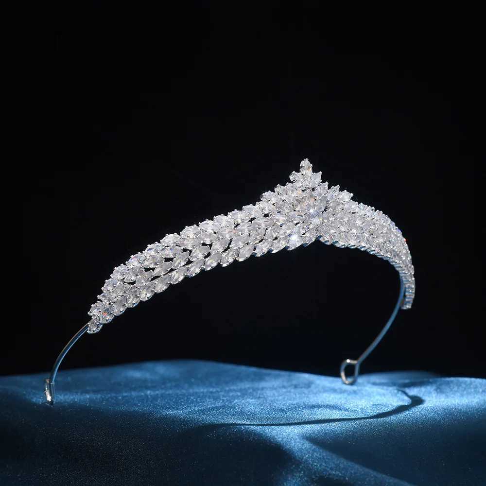 CZ Cubic Zirconia Tiaras and Crowns Headband For Brides Women Prom Pageant Headpiece Wedding Accessories Bridal Hair Jewelry C260606