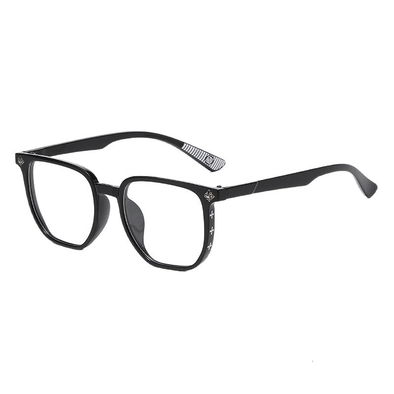 Luxury Designer Crafted Retro Square Eyeglass Frame, Luxury Embossed Flower Decor Black Clear Lens Glasses, Premium Fashion Eyewear For Decor Daily Us - view 6