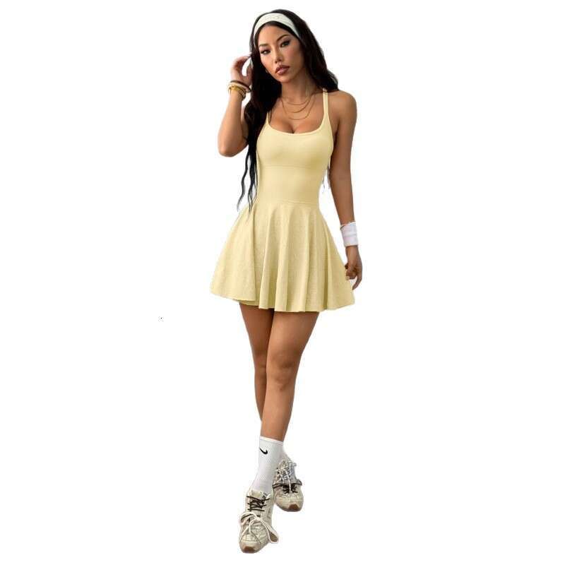 Yoga dress Yoga Sports Barely There Pocket Anti-Exposure Quick-Dry Breathable Running Fitness Tennis Dress Comfortable Yoga Clothes - view 6