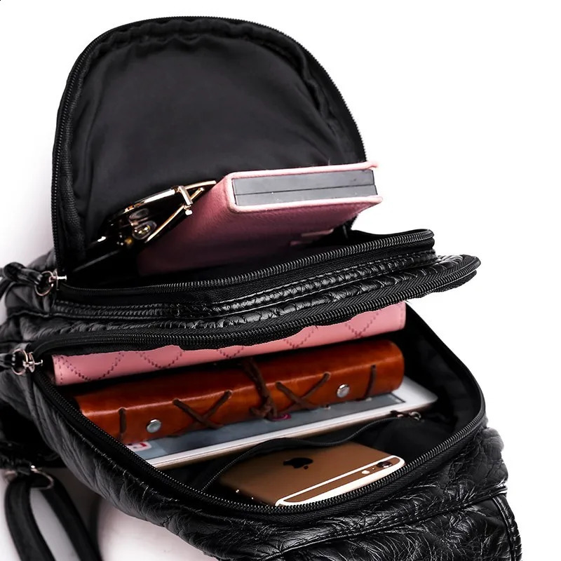 Women PU Leather Backpacks Small Travel Bag Female Soft Bagpack Ladies Embroidery Backpack y260615 - view 7