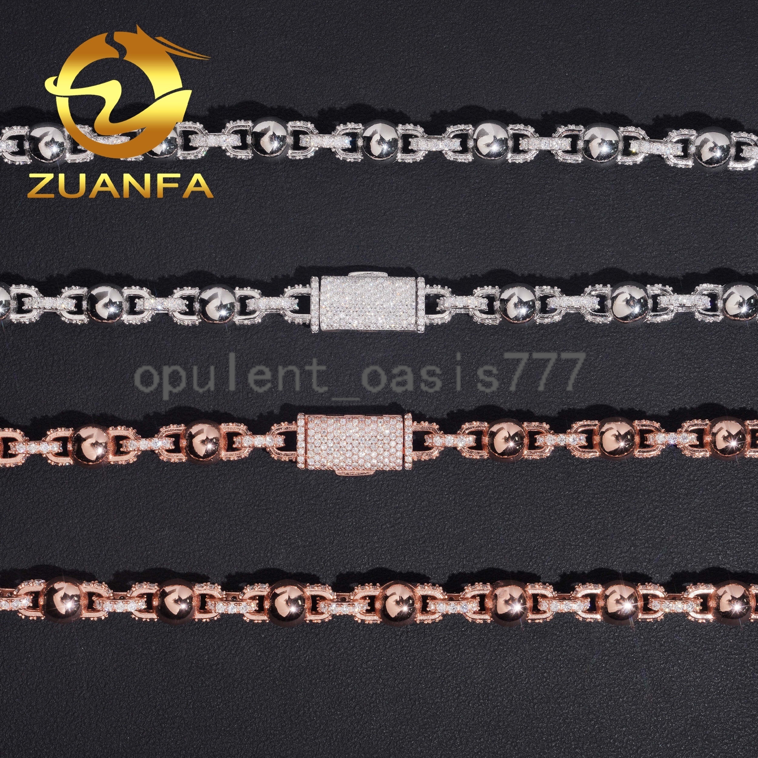 Hot Sale Hip Hop Fine Jewelry 925 Sterling Silver 8mm Ball Iced Out Moissanite Bead Chain Necklace