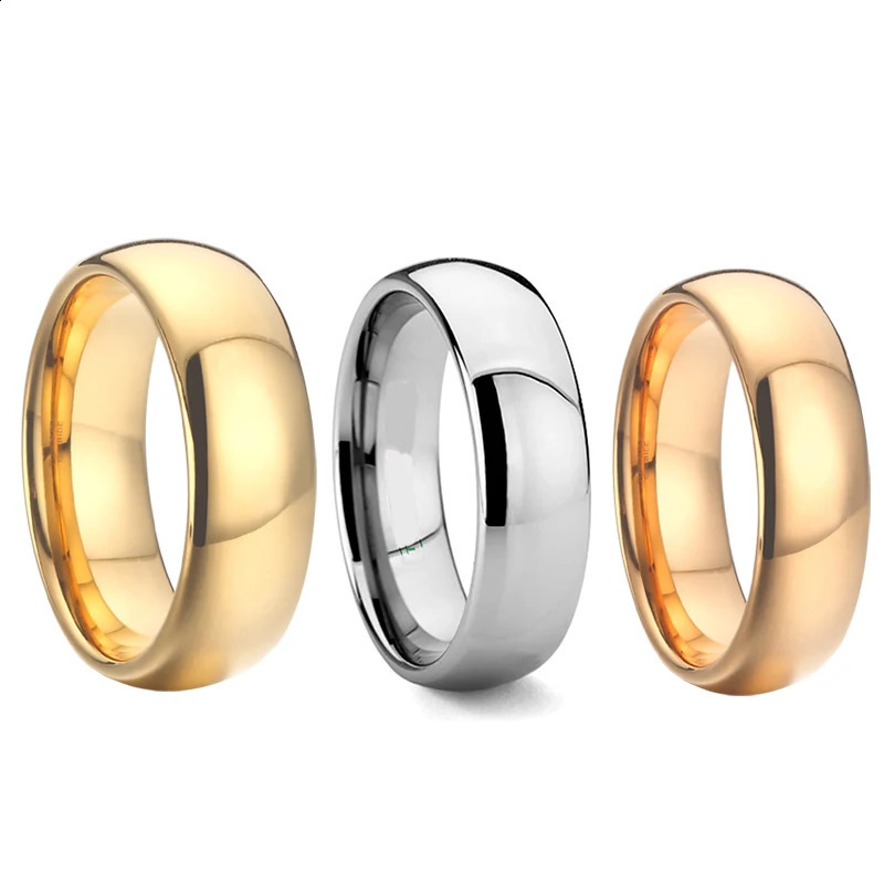 Tungsten Carbide Rings Wedding Bands for Men and Women Couples Golden Fashion Jewelry Hand Finger Mens Ring Marriage 8/6/4MM 260605 - view 4