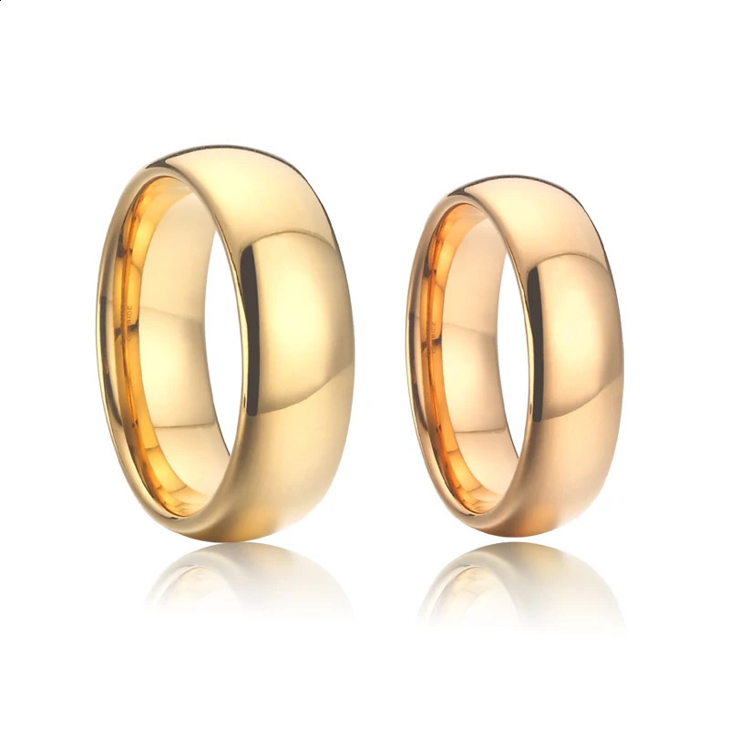 Tungsten Carbide Rings Wedding Bands for Men and Women Couples Golden Fashion Jewelry Hand Finger Mens Ring Marriage 8/6/4MM 260605 - view 5