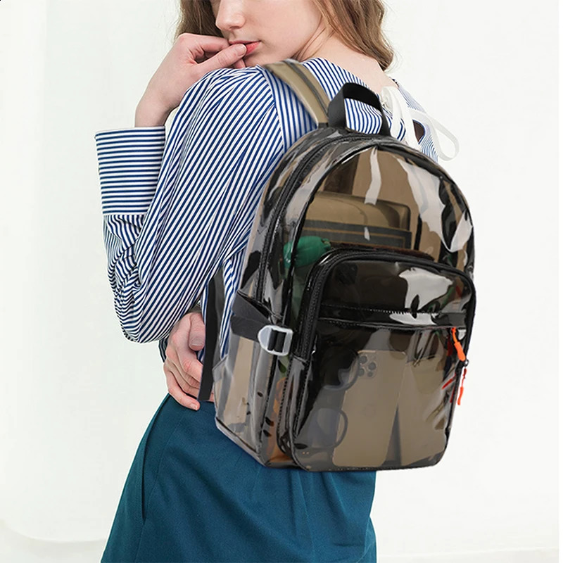 TINYAT Women PVC Casual Transparent Lightweight Backpacks MultiPocket Waterproof Laptop Clear Schoolbag Outdoor Sports y260615 - view 4