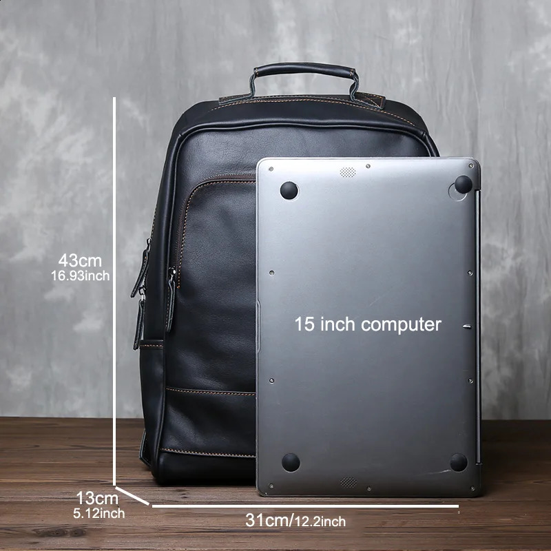 JLFGPJ Mens Genuine Leather Backpack With Cowhide Top Layer Large Capacity Multiple Pockets Casual And Versatile Computer Bag y260615 - view 7