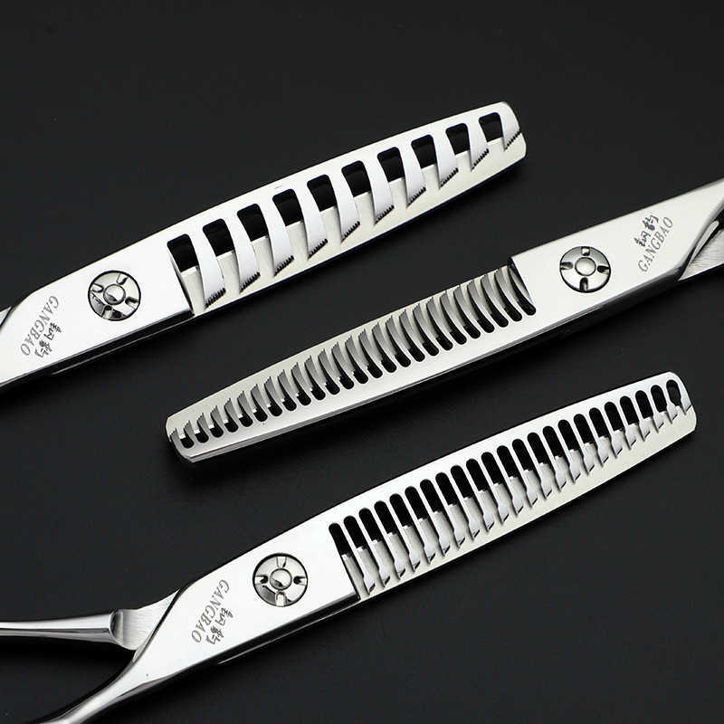 New model Steel Leopard Hair Salon Haircut Scissors Stylist Precision Cut Tooth Scissors Set Seamless Cut Hair Scissors X260606