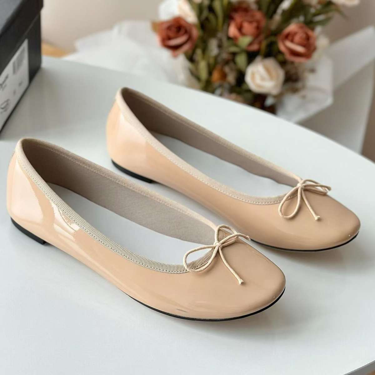 Women's Ballet Flats 2026 All Seasons Retro French Fairy Bow Patent Leather Soft Sole Round Toe Low Mouth Shoes - view 7