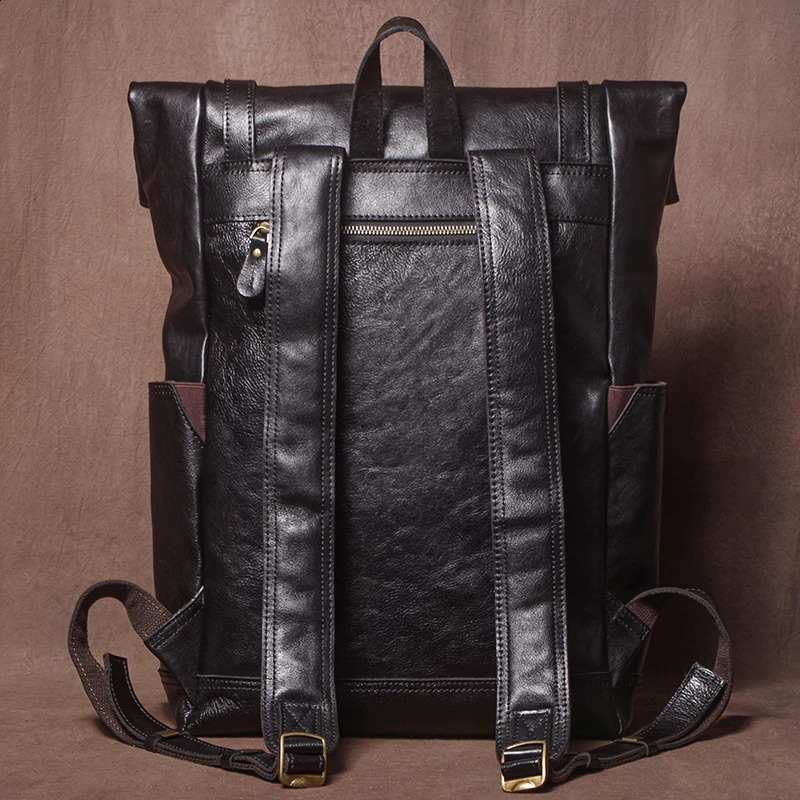 GURO High Quality Genuine Leather Backpack Men Weekend Retro Travel Bag Top Cowhide y Laptop Outdoor Tactical Backpacks y260611 - view 3