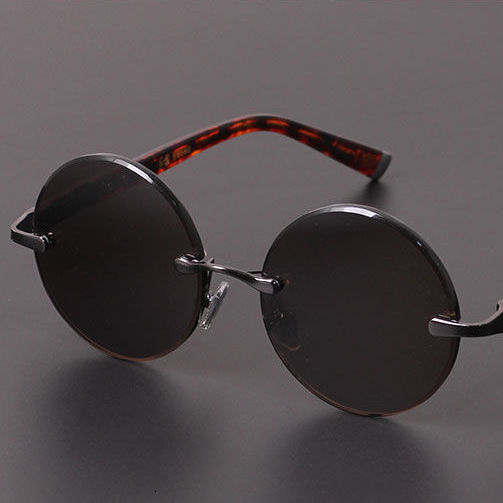 Retro Metal Frameless Designer Sunglasses Luxury Women's Dark Green Imitation Crystal Outdoor Glasses Trendy Brand Sun Protection Sports Cycling 