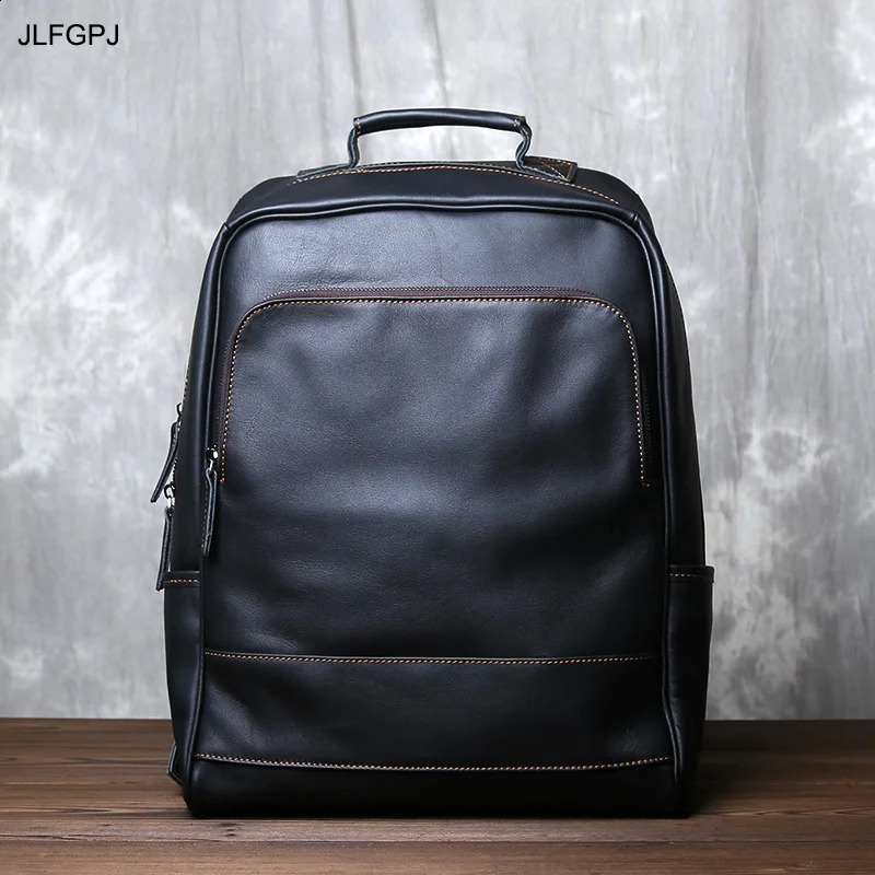 JLFGPJ Mens Genuine Leather Backpack With Cowhide Top Layer Large Capacity Multiple Pockets Casual And Versatile Computer Bag y260615 - view 3