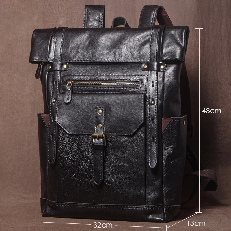 GURO High Quality Genuine Leather Backpack Men Weekend Retro Travel Bag Top Cowhide y Laptop Outdoor Tactical Backpacks y260611 - view 4
