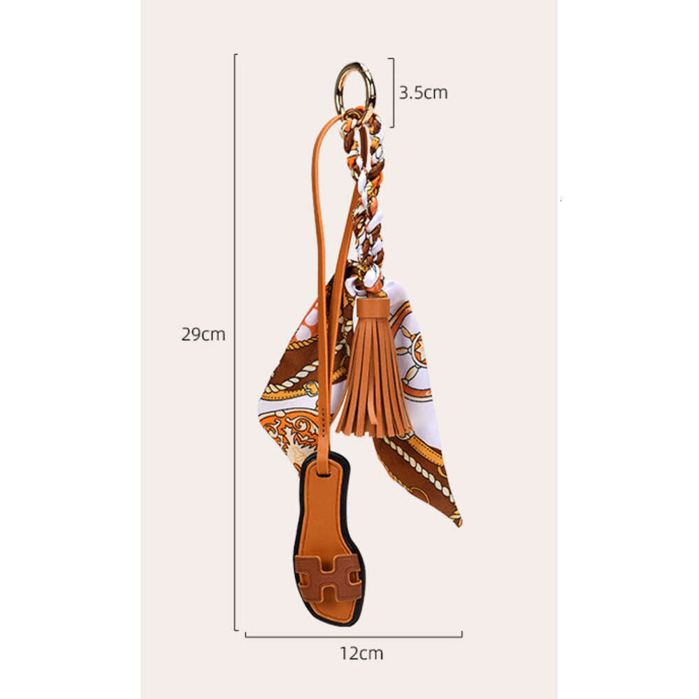 European and American New Style Tassel Leather Small Slippers Fashion Bag Korean Scarf Keychain Backpack Pendant