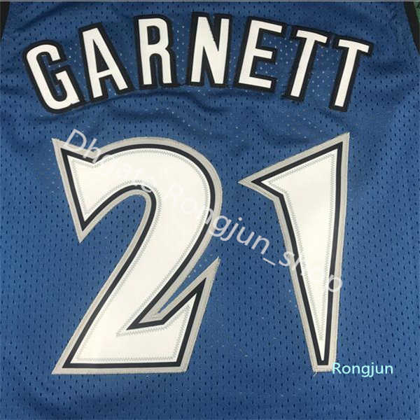 Top Quality Mens Retro Kevin 21 Garnett Jersey Black White Blue Karl-Anthony 32 Towns Anthony 1 Edwards Basketball Jerseys