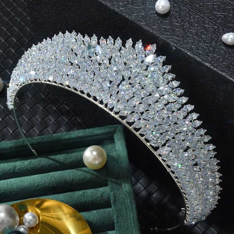 CZ Cubic Zirconia Tiaras and Crowns Headband For Brides Women Prom Pageant Headpiece Wedding Accessories Bridal Hair Jewelry C260606