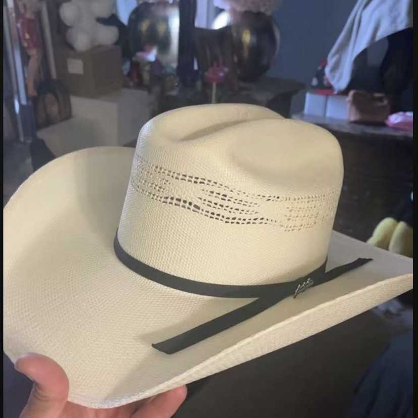 Stiff woven hand-knit hat, cowboy hat, jazz hat, rolled brim straw hat L260508