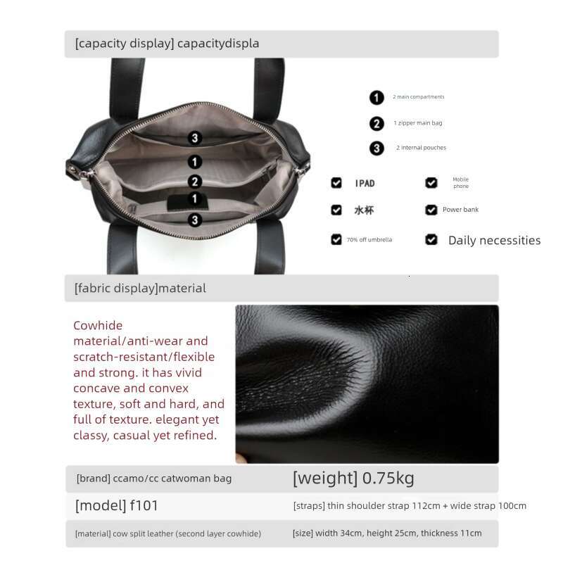 Women Genuine Leather Shoulder Handbag High End Pillow Large Capacity Black Trendy Versatile For Commuting SENYY