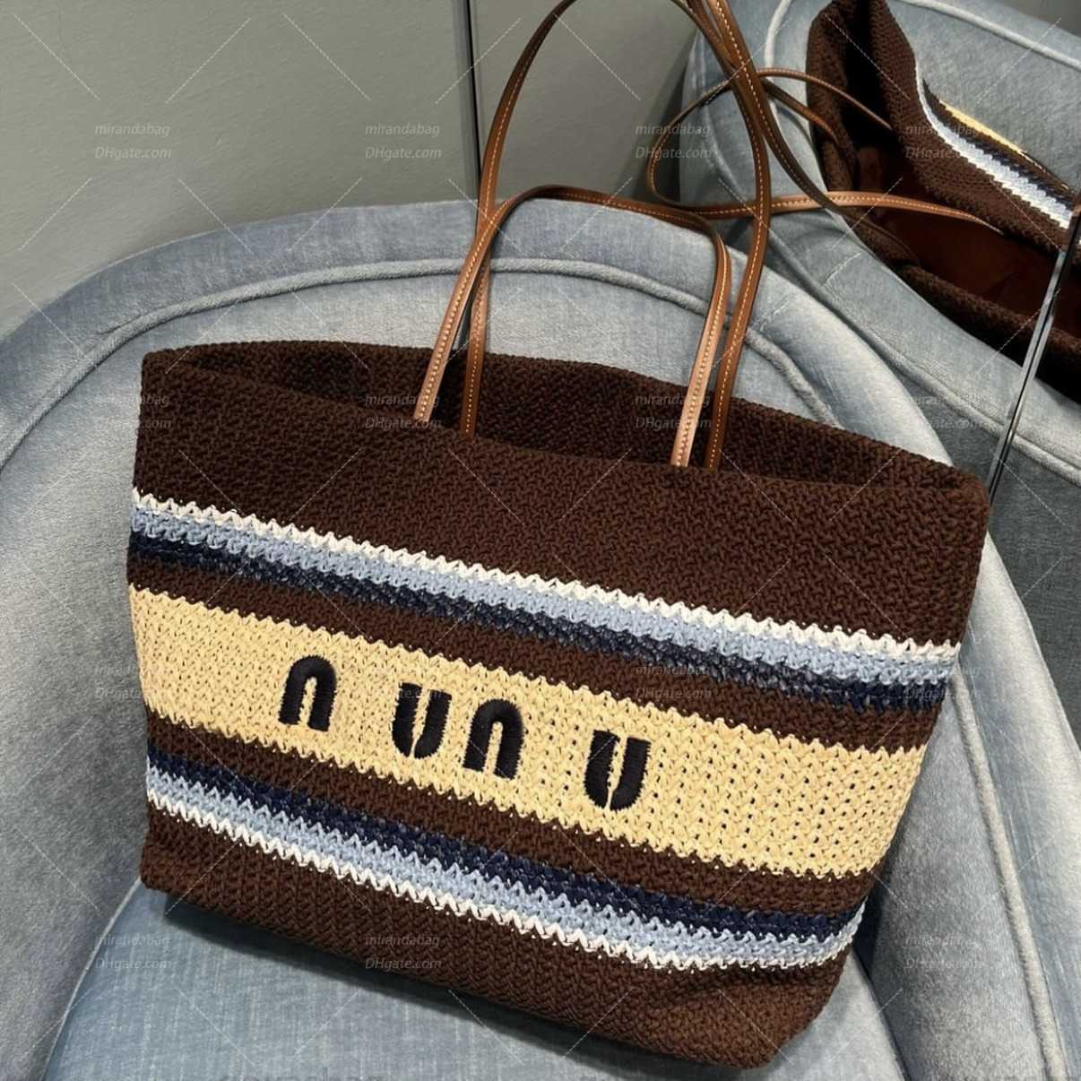 Evening Bags High quality Fashion bea ch bag Designer Ra inbow rochet Tote C rossbody Weave Hob o Bag Summer School Handba g Beach T ravel women fashion br