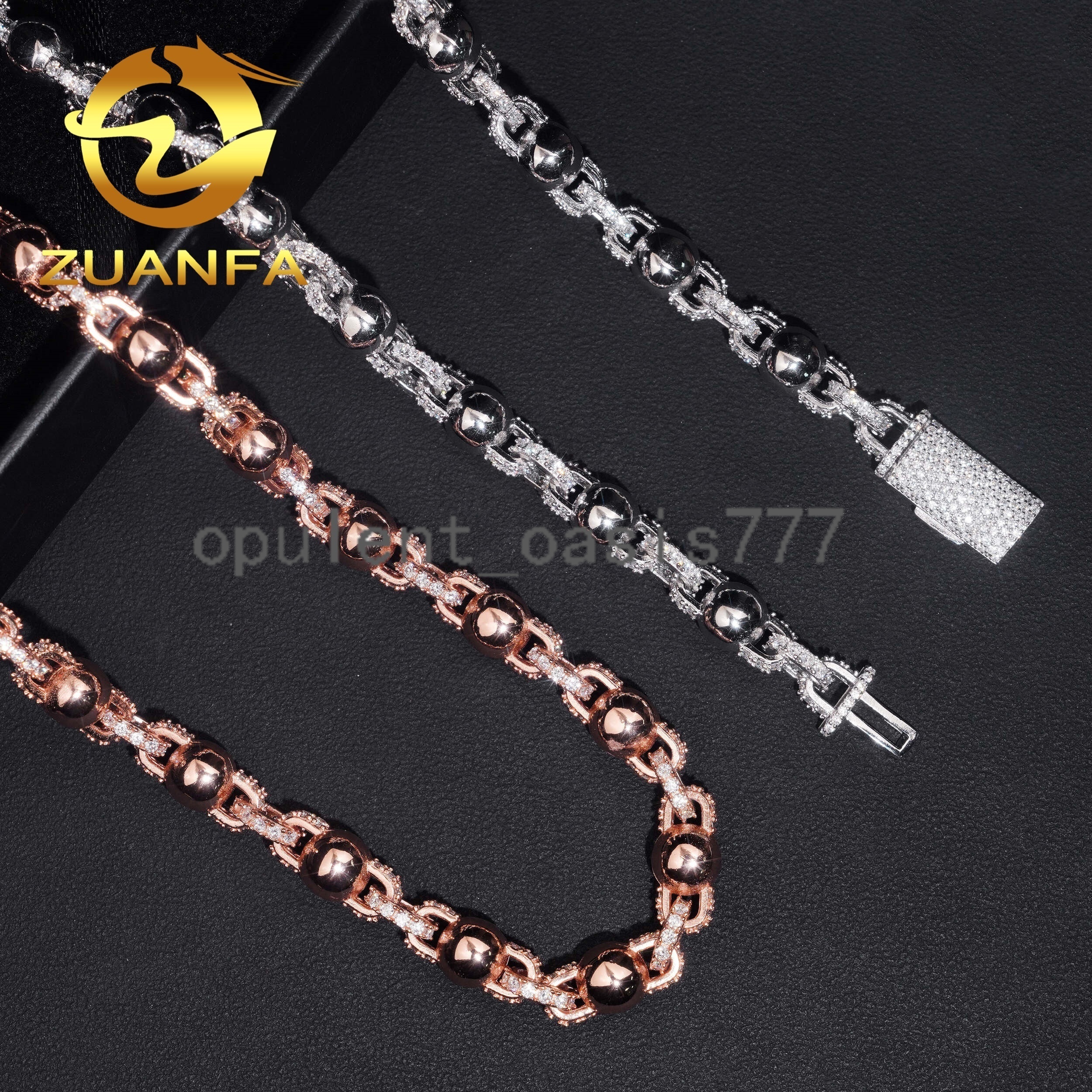 Hot Sale Hip Hop Fine Jewelry 925 Sterling Silver 8mm Ball Iced Out Moissanite Bead Chain Necklace