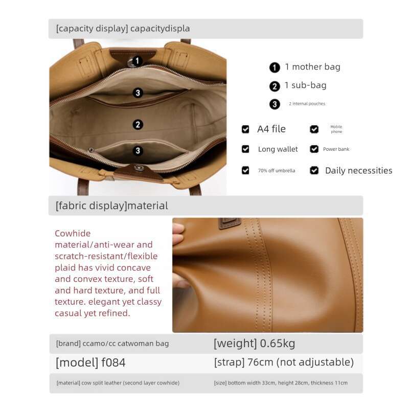 Women Genuine Leather Large Capacity Tote Commuter Bag High End Niche Shoulder And Underarm Handbag SENYY