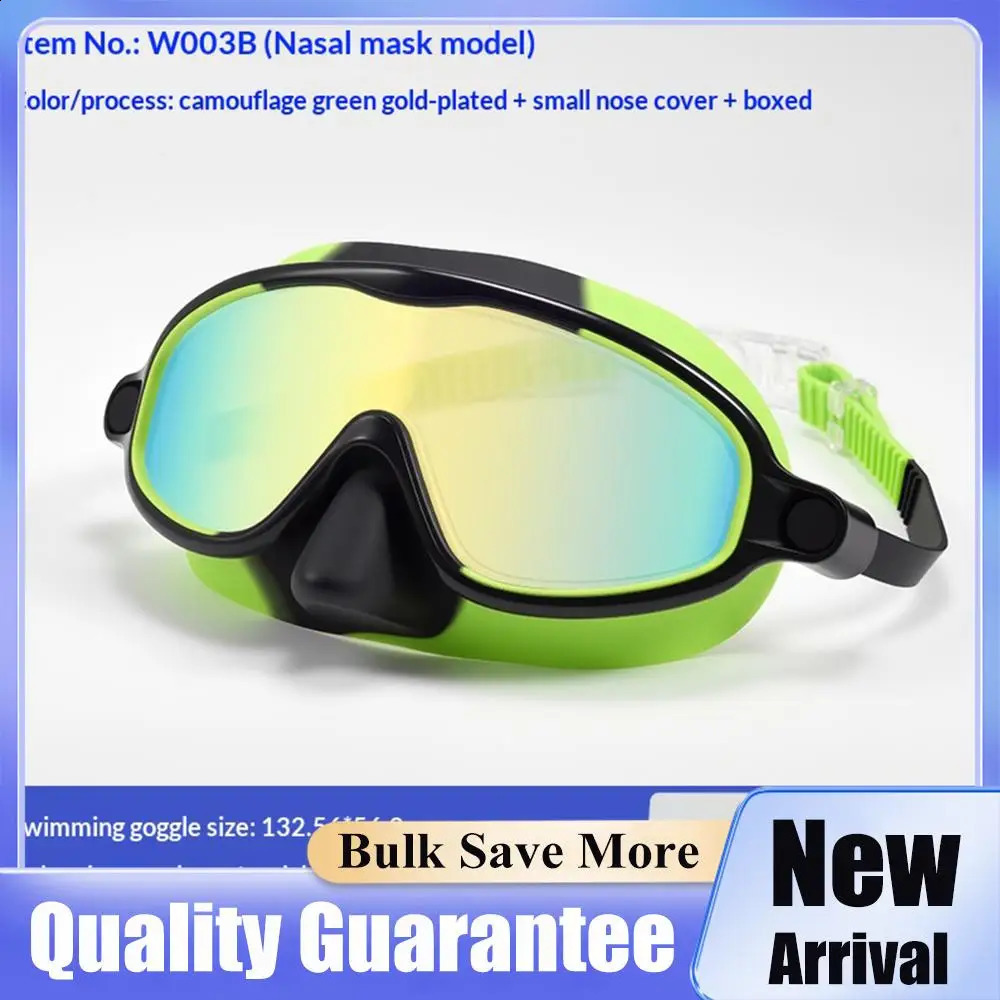Kids Swim Goggles with Nose Cover Wide View Diving Glasses Snorkel Mask Comfort Fabric Strap Swimming Goggles for Boys Girls 260605