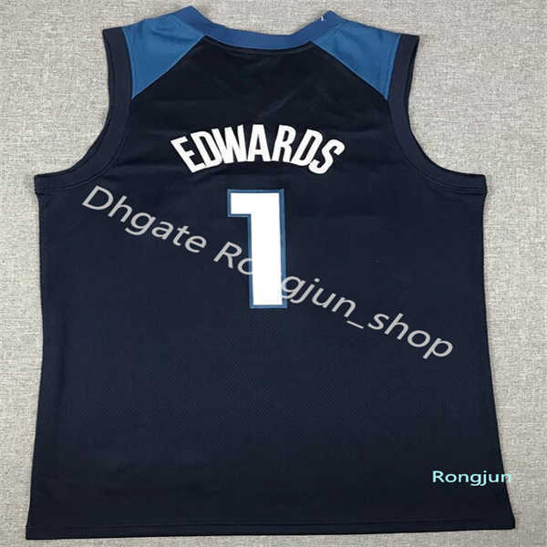 Top Quality Mens Retro Kevin 21 Garnett Jersey Black White Blue Karl-Anthony 32 Towns Anthony 1 Edwards Basketball Jerseys