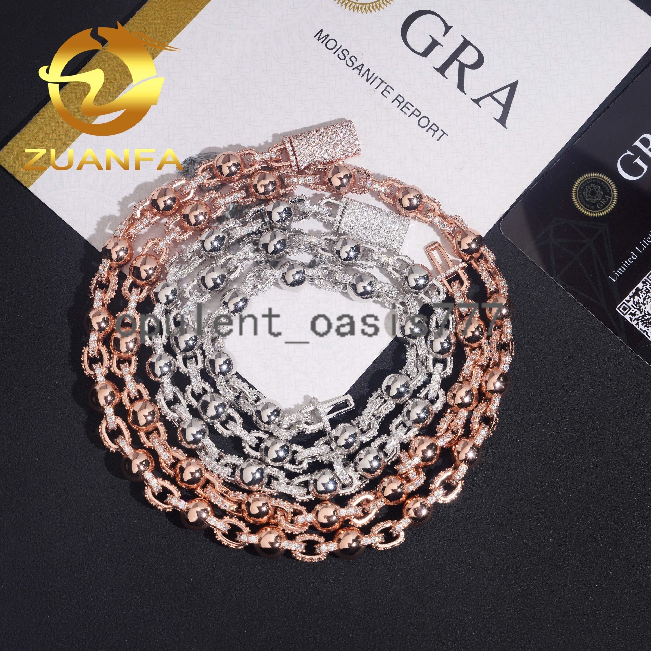 Hot Sale Hip Hop Fine Jewelry 925 Sterling Silver 8mm Ball Iced Out Moissanite Bead Chain Necklace