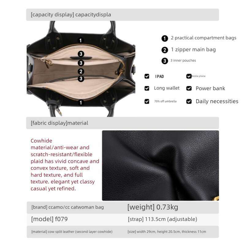 Women Genuine Leather Shoulder And Crossbody Handbag High End Trendy Large Capacity Black For Commuting SENYY