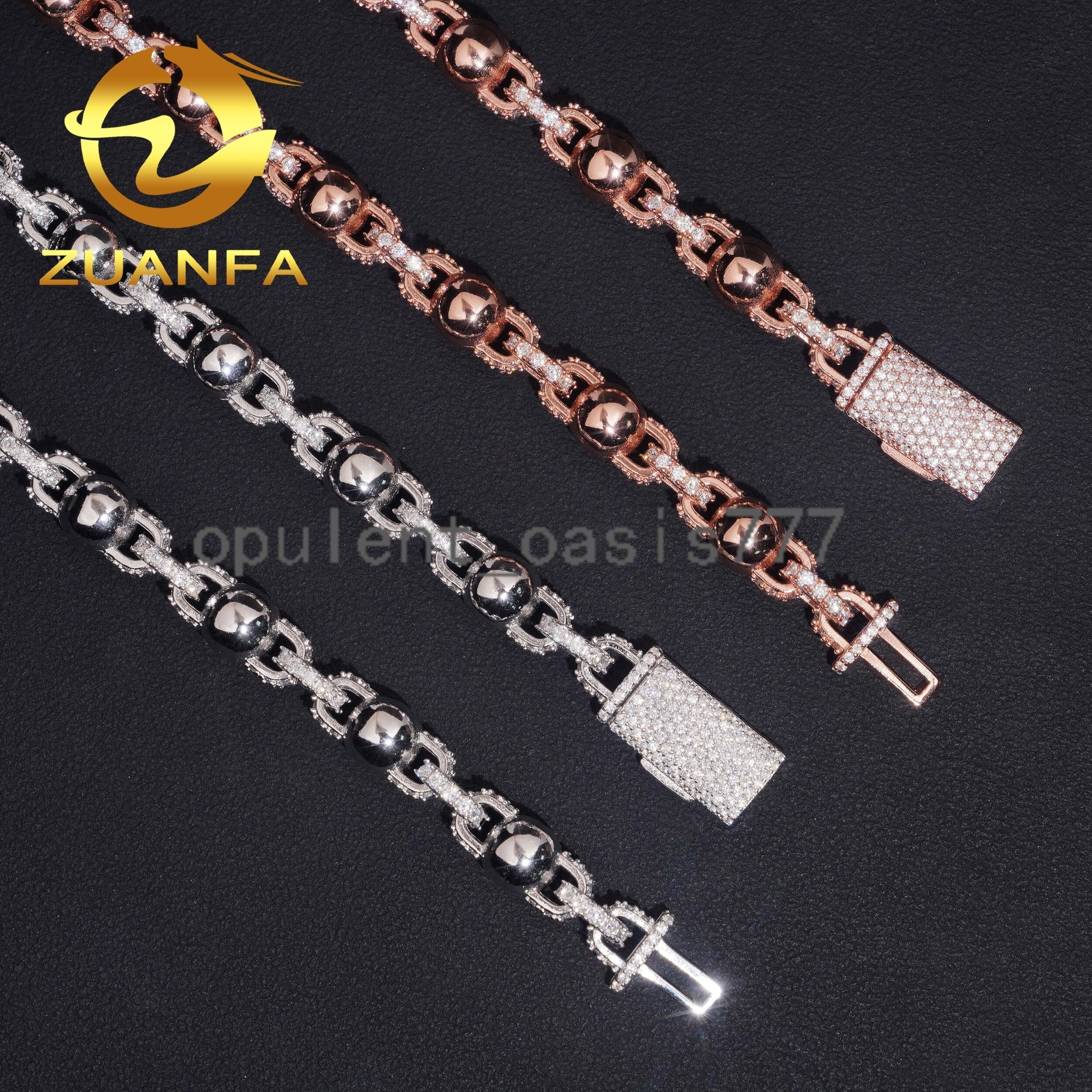 Hot Sale Hip Hop Fine Jewelry 925 Sterling Silver 8mm Ball Iced Out Moissanite Bead Chain Necklace