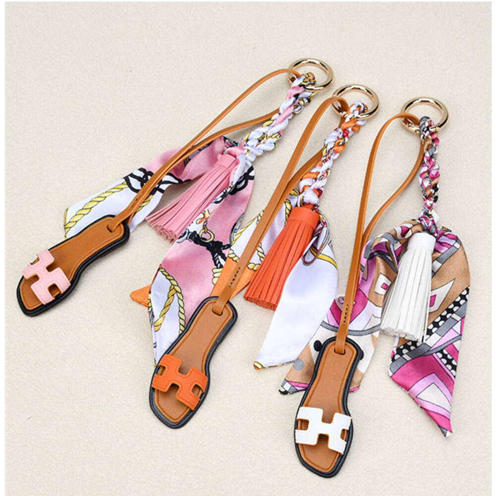 European and American New Style Tassel Leather Small Slippers Fashion Bag Korean Scarf Keychain Backpack Pendant