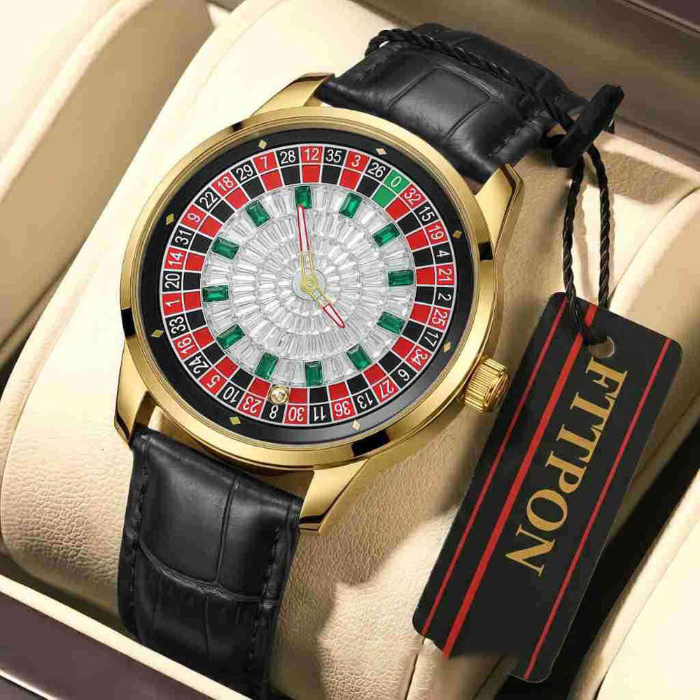 AAA J&C Casino Tourbillon wacth Hot Sale Leather Calendar Square Dial Classic Quartz Watch Top Brand Waterproof Casual Roulette game tabletop dial watch