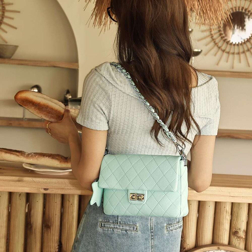 Women Diamond Pattern Chain Bag Niche Design High End Single Shoulder Crossbody Small Square Handbag For Daily SENYY