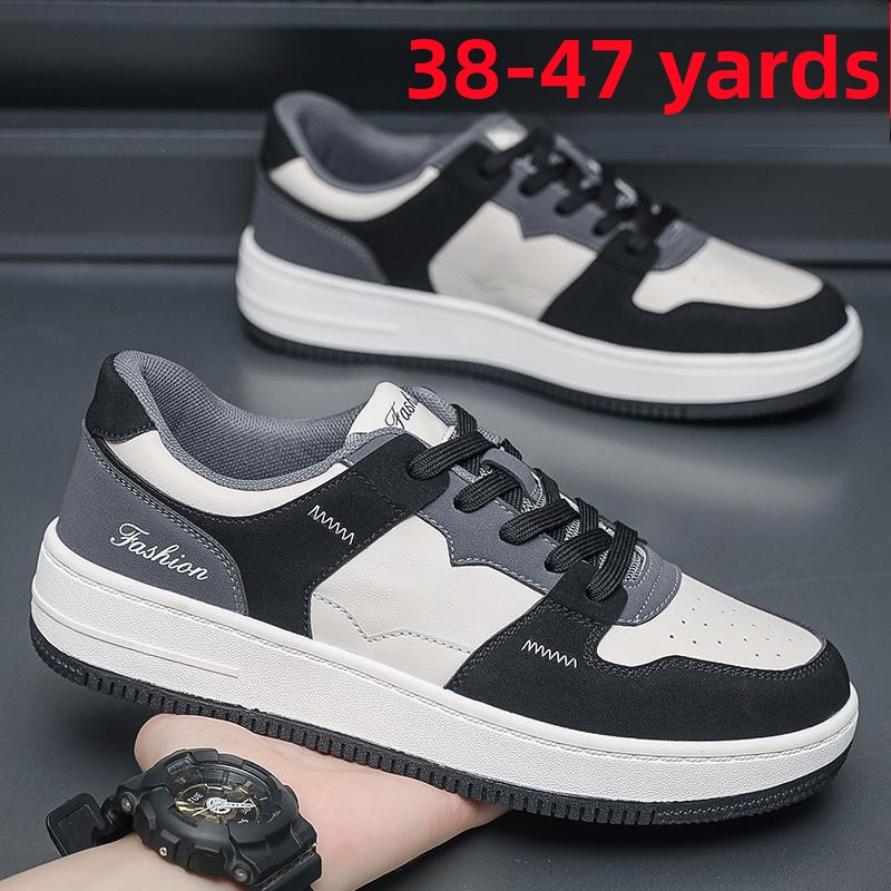 Men's White Skate Sneakers, Gender-Neutral Closed-Toe Casual Shoes with Polka-Dot Pattern, Buckle Strap, Extra-Wide Fit, Height-Increasing EVA Insole,