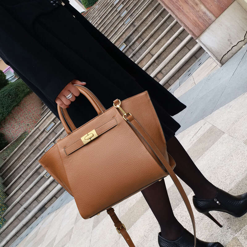 Women Genuine Leather High End Elegant Commuter Bag Fashionable Shoulder Handbag Large Capacity Daily SENYY