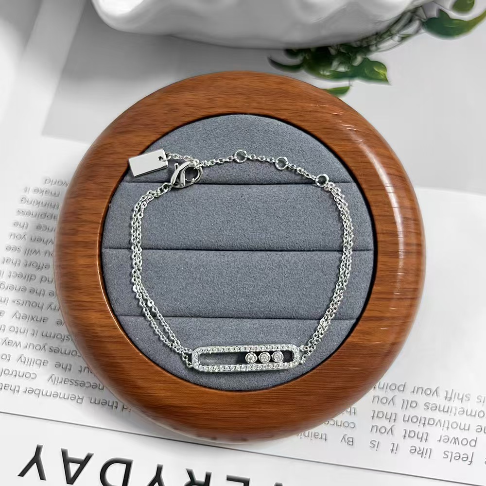 Fashion designer's paper clip can slide zircon personalized trend three diamond plated 18k gold women's luxury bracelet comes with original cloth bag as a gift