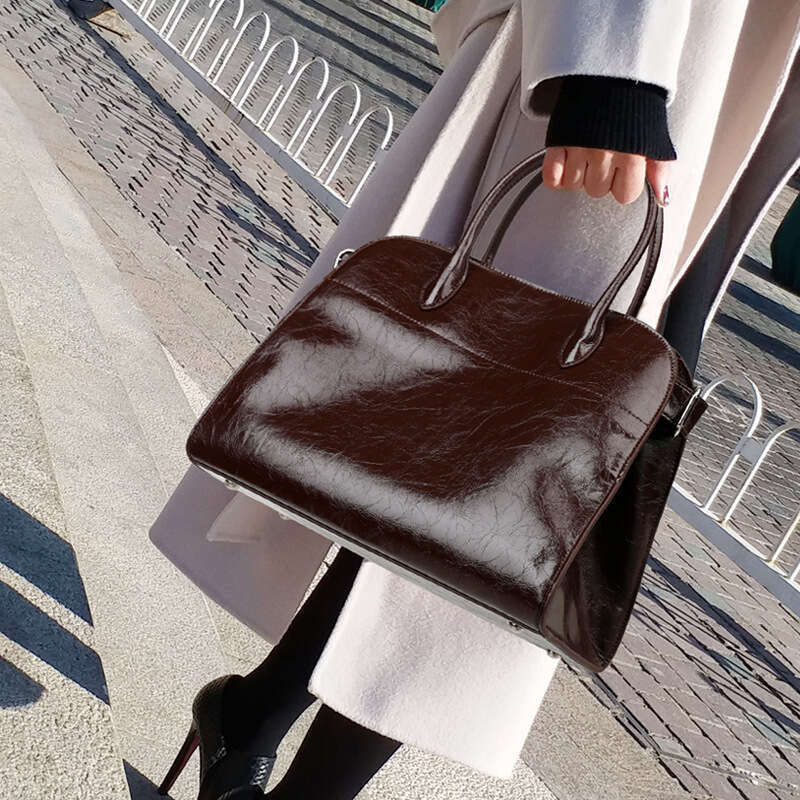 Women Genuine Leather Tote Bag Large Capacity Handbag Simple Design For Commuting Everyday Use SENYY