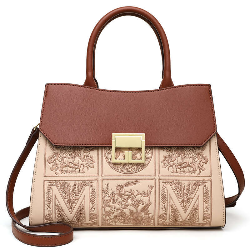 Women Vintage Style Embroidered High End Handbag Shoulder Crossbody Bag Large Capacity Niche Design SENYY