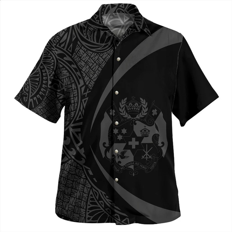 Summer Vintage 3D Polynesian Tonga Flag Emblem Printing Shirts Tonga Coat Of Arm Rubgy Graphic Short Shirts Men Fashion Tops260605BJ - view 5