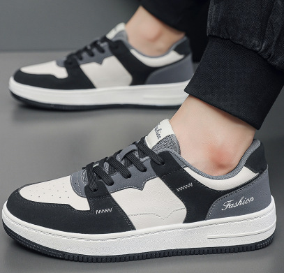 Men's White Skate Sneakers, Gender-Neutral Closed-Toe Casual Shoes with Polka-Dot Pattern, Buckle Strap, Extra-Wide Fit, Height-Increasing EVA Insole, - view 7