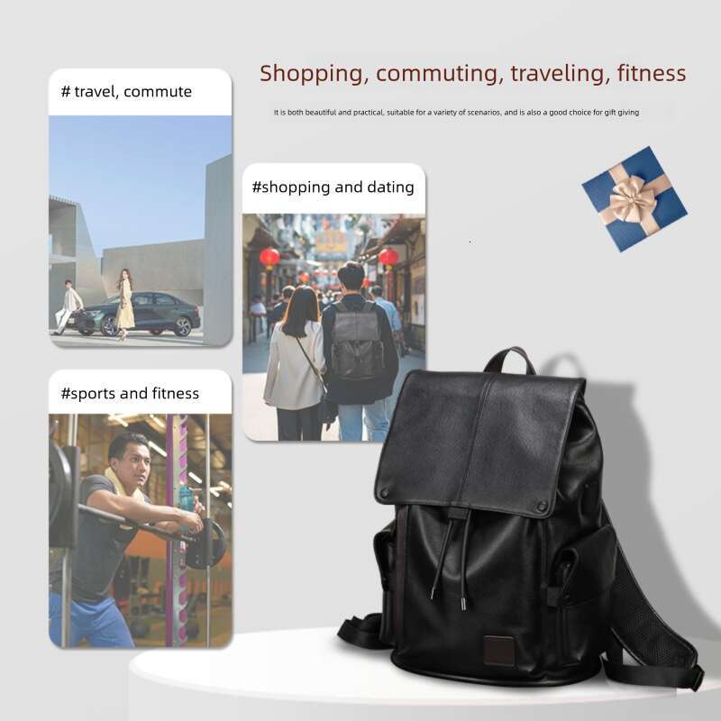 Men Genuine Leather Casual Top Layer Cowhide Versatile Backpack Large Capacity Travel Double Shoulder Bag SENYY