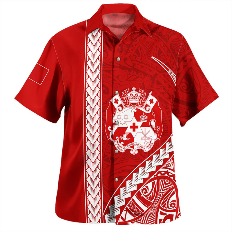 Summer Vintage 3D Polynesian Tonga Flag Emblem Printing Shirts Tonga Coat Of Arm Rubgy Graphic Short Shirts Men Fashion Tops260605BJ