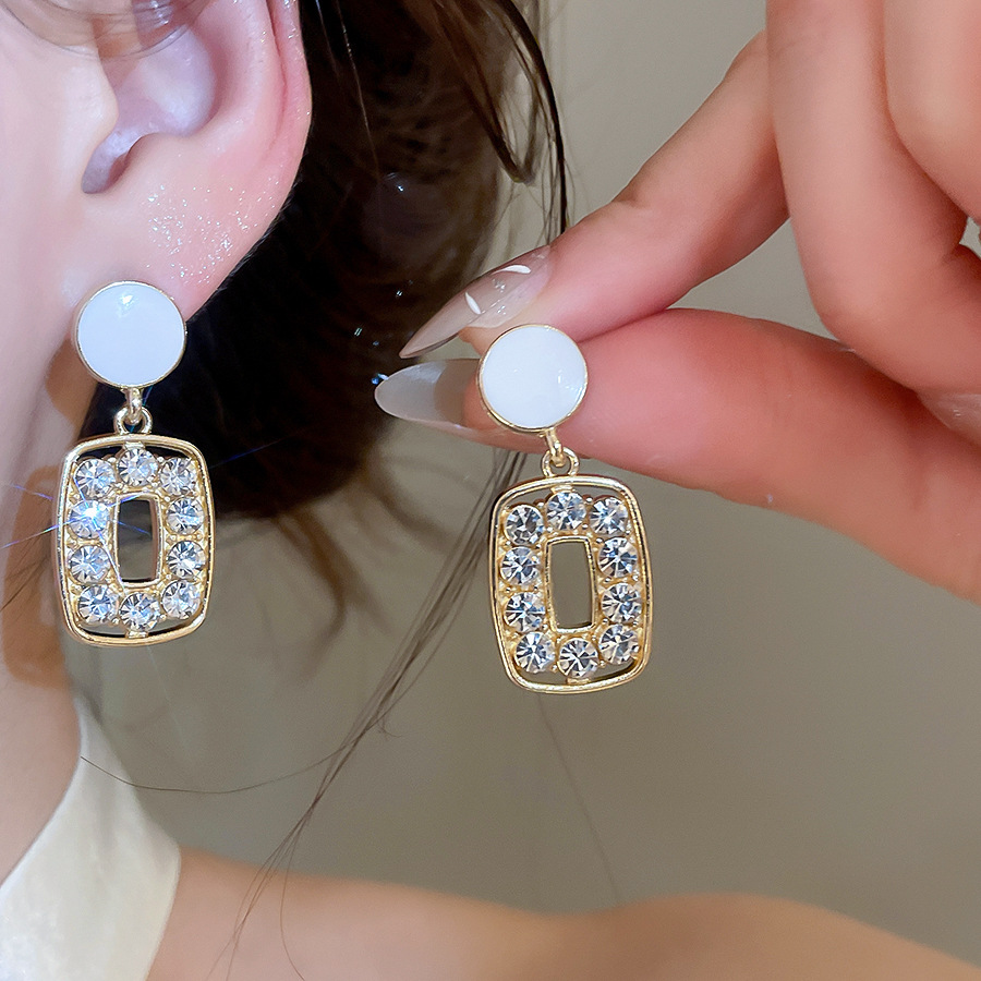 2026 New Popular Crystal for Women, Unique Design, Elegant and Luxurious Stud Earrings, Personalized Silver Needle Versatile Drop Earrings - view 3
