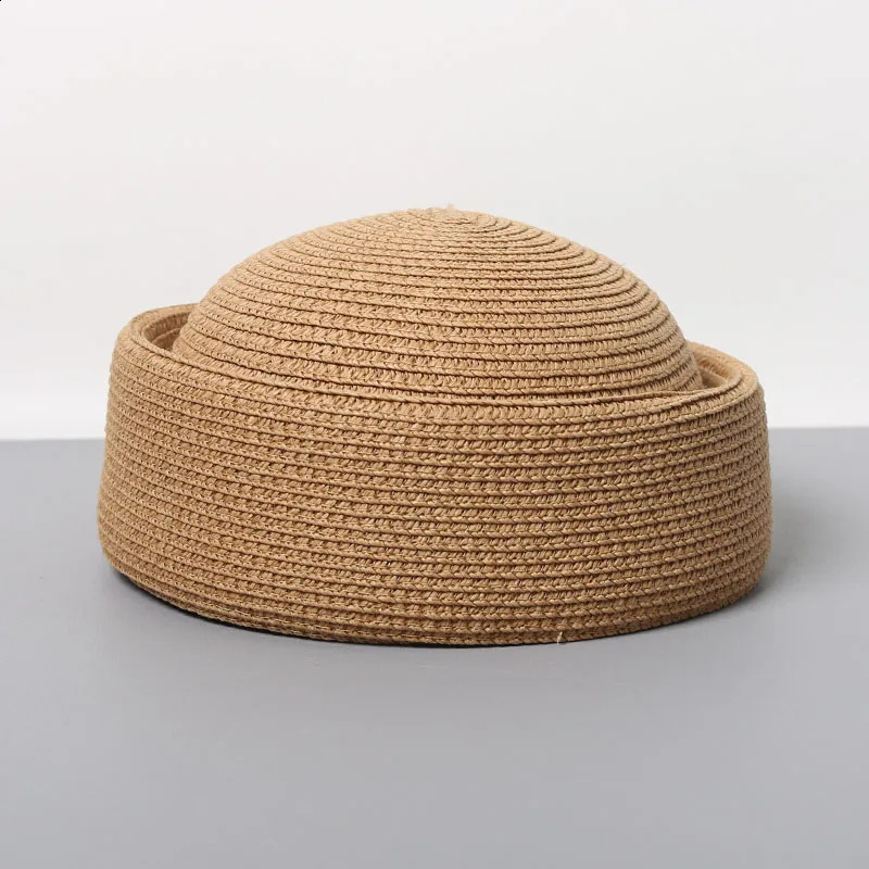 2026 Summer Japanese Retro Artistic Painter Berets Pillbox Hat Woven Paper Straw Sun Hats Women Circle Concave Top Straw Hat 260826 - view 4