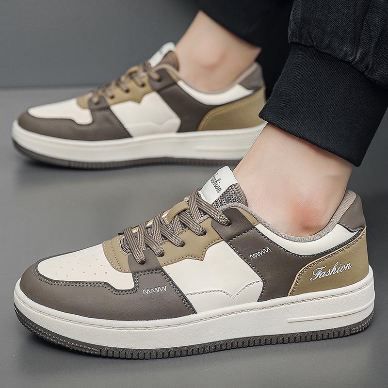Men's White Skate Sneakers, Gender-Neutral Closed-Toe Casual Shoes with Polka-Dot Pattern, Buckle Strap, Extra-Wide Fit, Height-Increasing EVA Insole, - view 5